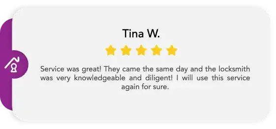Image Of A 5-Star Review Card from a Satisfied Locksmith Services Customer.