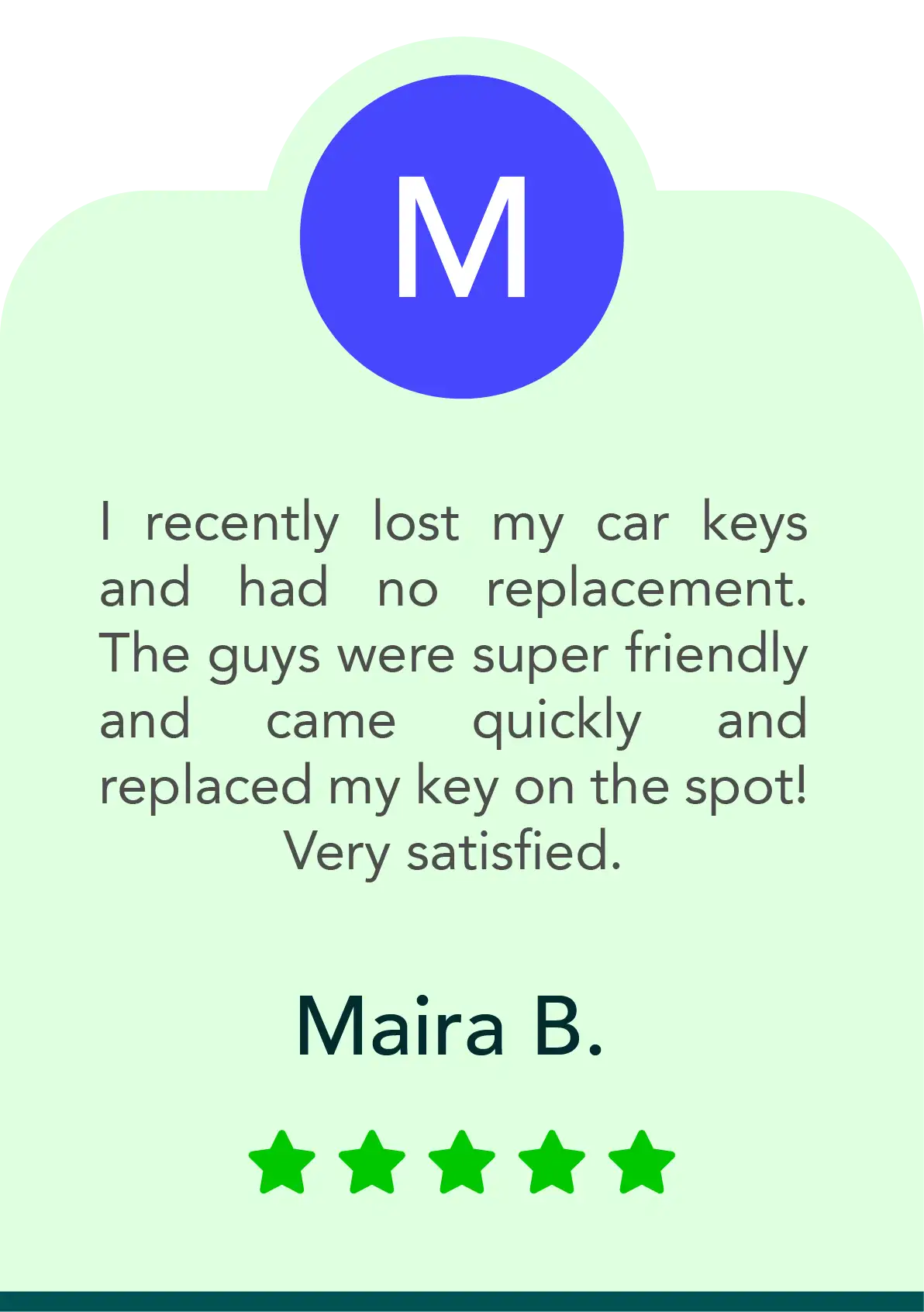 A 5-Star Review Via Google Maps From A Satisfied Customer For Locksmith Services.