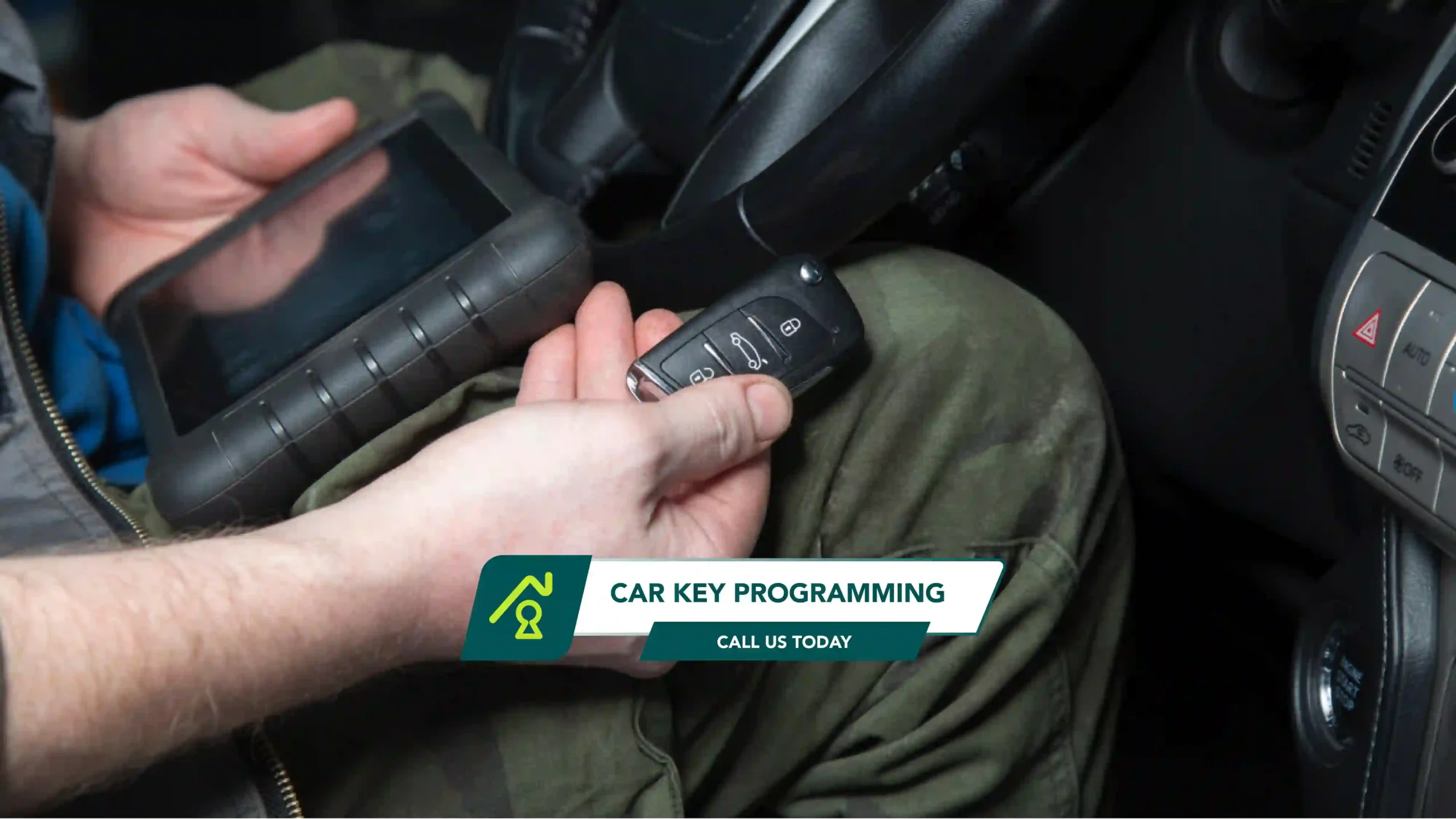 A Locksmith Programming A Flip Key With A Professional Machine.